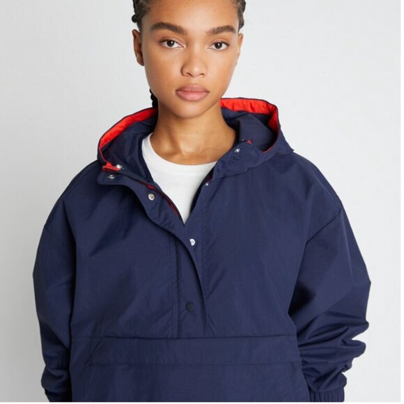 Tory Burch Nylon Half Zip Anorak - Navy - XL